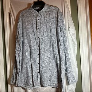 Tommy Hilfiger Shirt 2XL Mens Navy Floral Long Sleeve Button Up Slim Fit Stretch